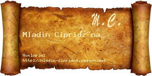 Mladin Cipriána névjegykártya